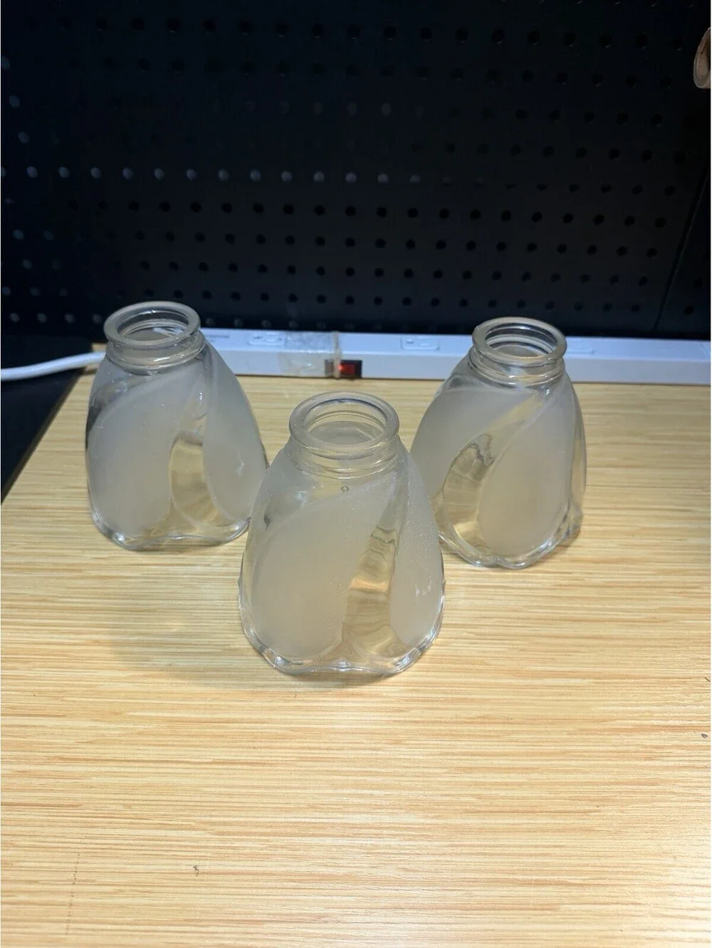 Lot of 3 Frosted Swirl Glass Lamp Shades Chandelier Tulip VTG Or Ceiling Fan *